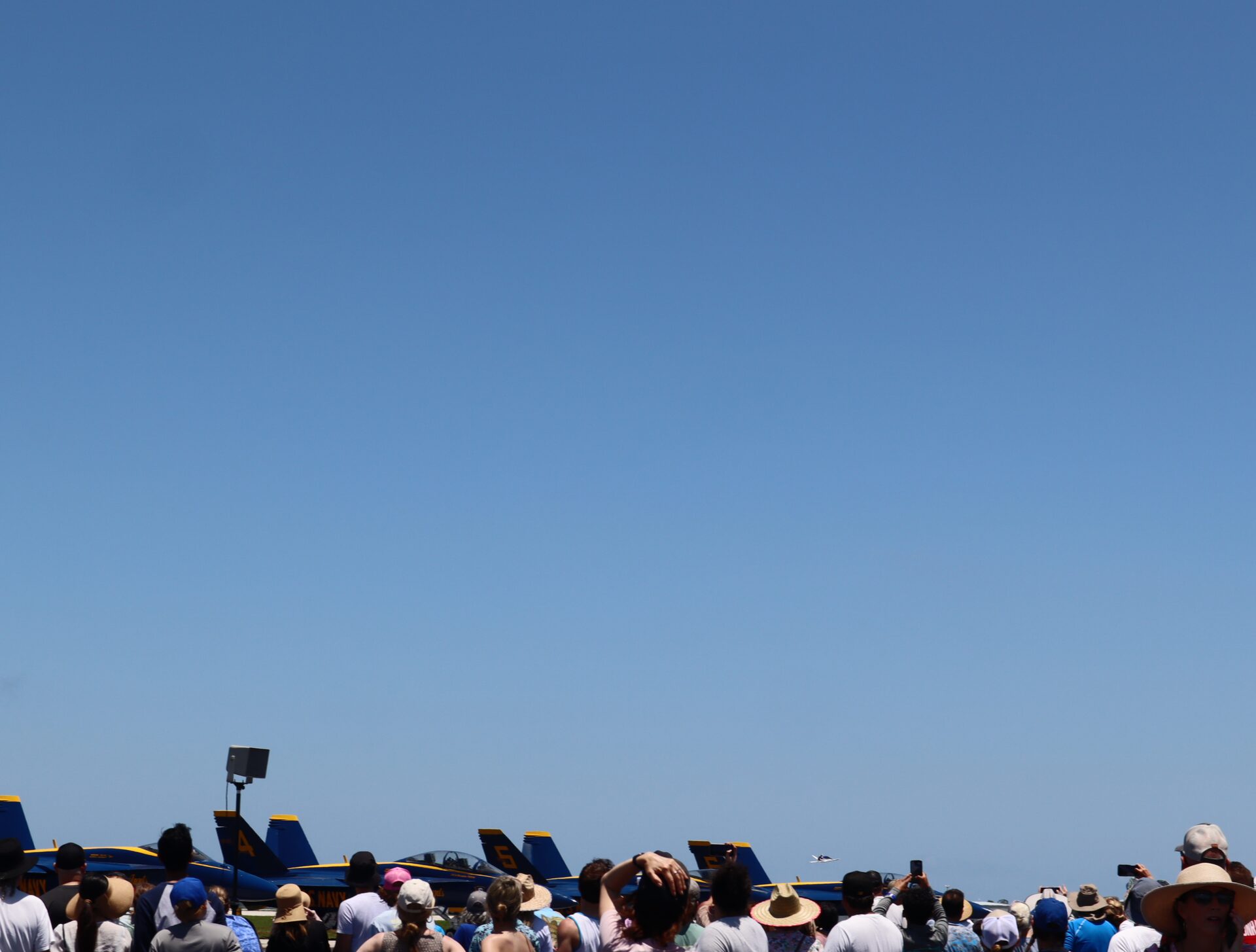 Audience in front of Blue Angels jets