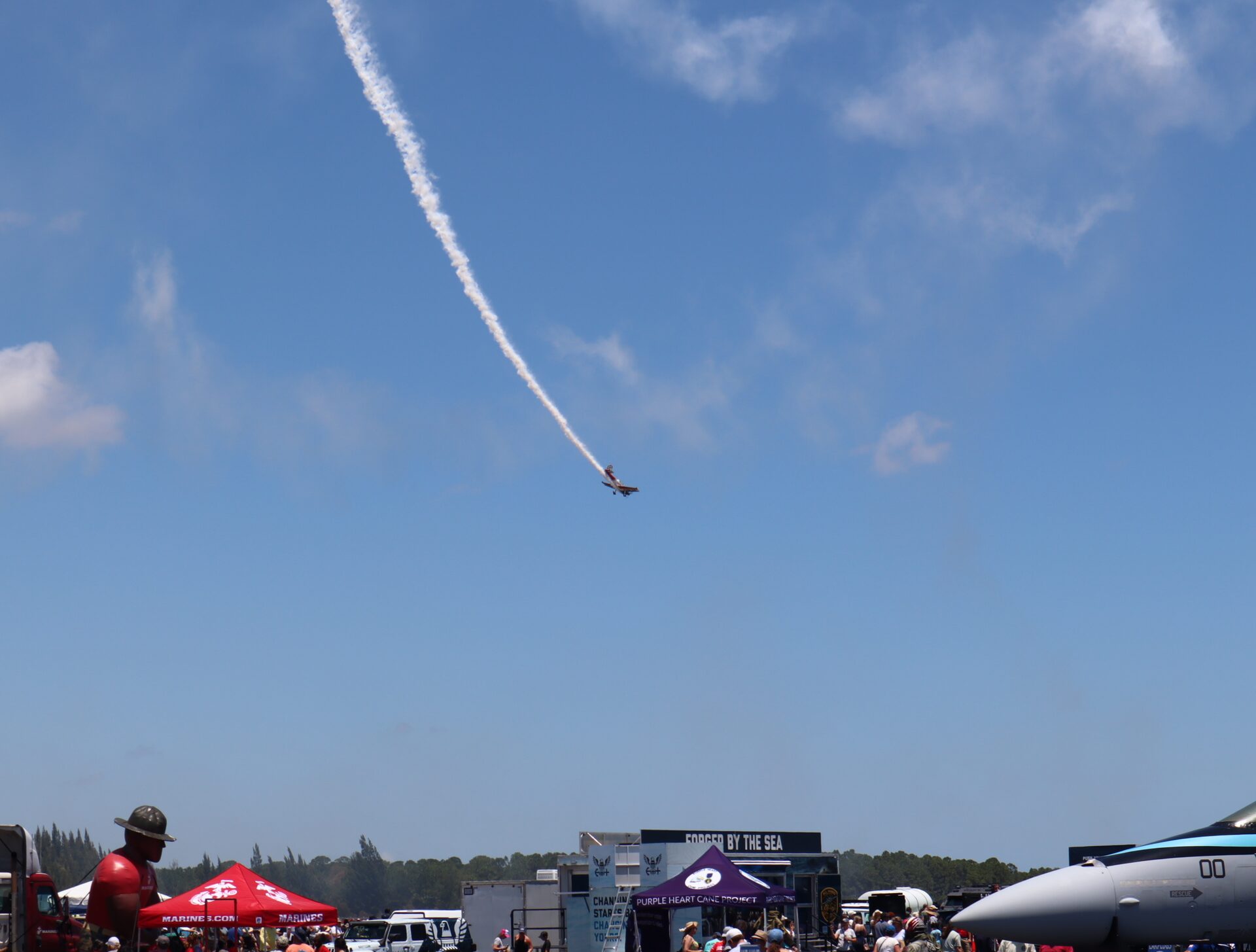 Jet drawing a smoke trail