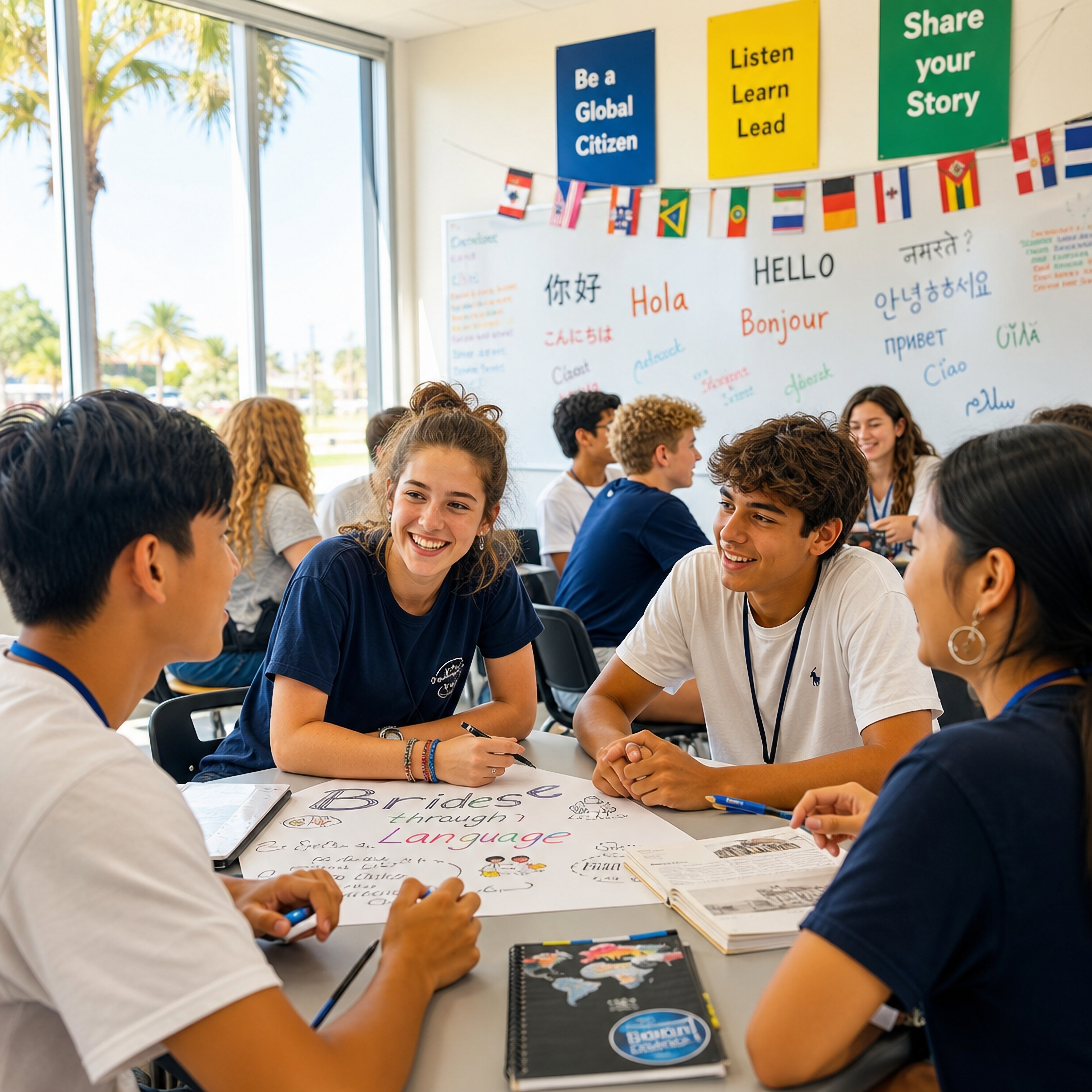 Students in an interactive English lesson