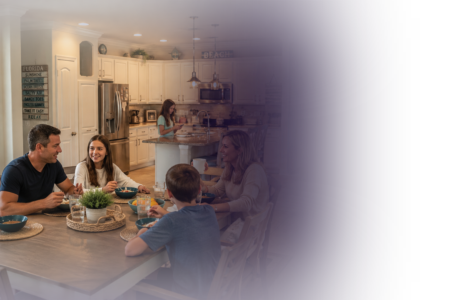 Host family sharing dinner