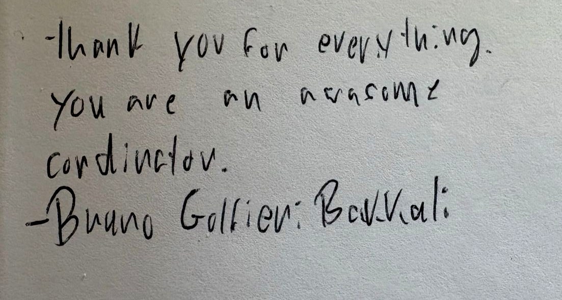 Handwritten goodbye letter from Bruno (Spain) after the exchange year in Vero Beach, Florida